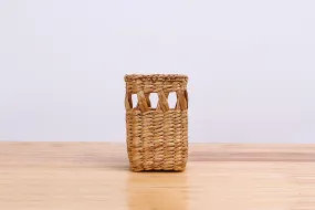 Natural straw wicker mini container (tall)