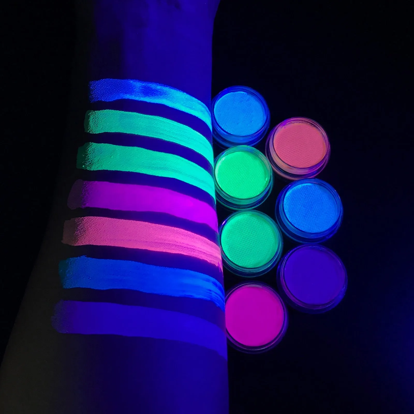 Neon Cake Water Activated Eyeliner Set Rainbow Color Aqua UV Glow Blacklight Body Face Paint Coloured Eye Liner Cream Makeup