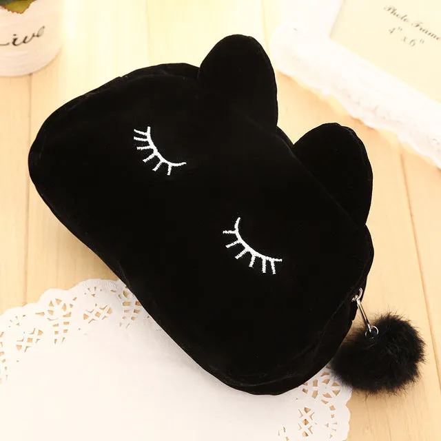 New 2017 Women Cartoon Minions Zipper Plush Makeup bag Girl Cute Cosmetic Bag travel Storage Bags Make Up Organizer