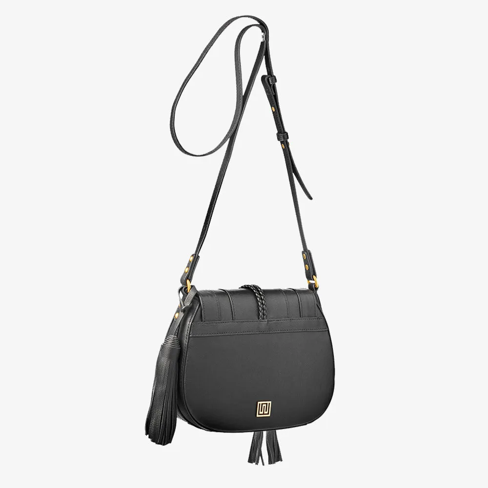Nikki Williams - Harriet Black Leather Maxi Saddle Bag