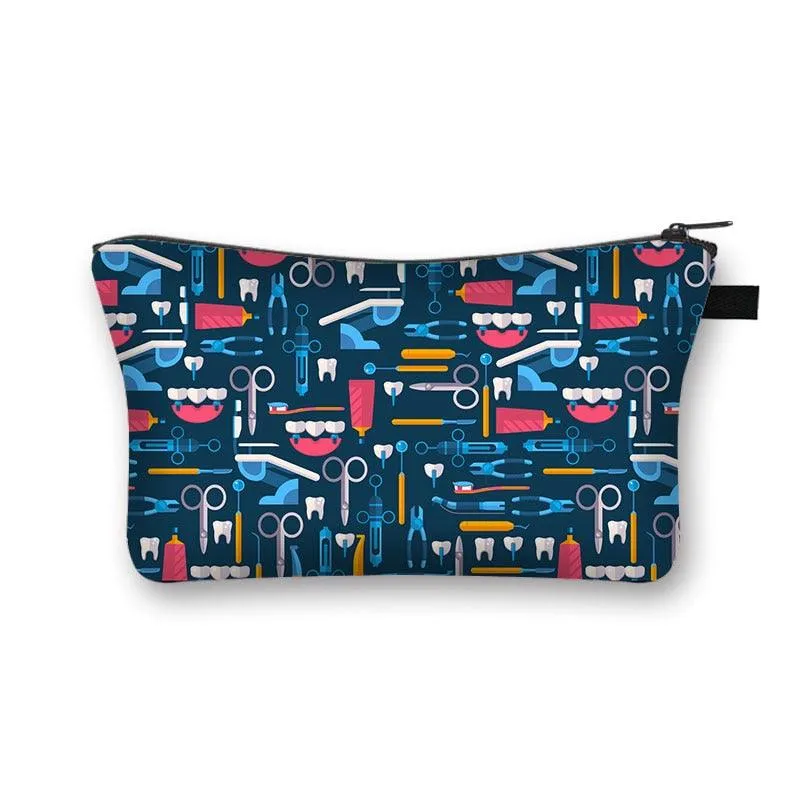 Nurse Electrocardiogram Printing Lady Cosmetic Bag Pills Nurse Girl Storage Bag Fashion Cosmetic Case