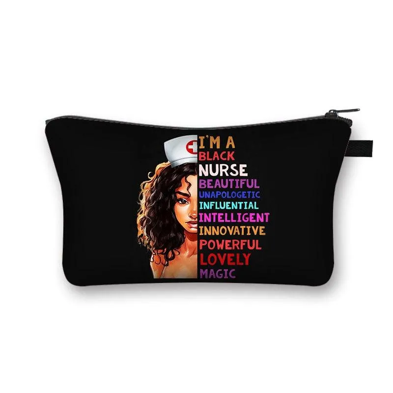Nurse Electrocardiogram Printing Lady Cosmetic Bag Pills Nurse Girl Storage Bag Fashion Cosmetic Case