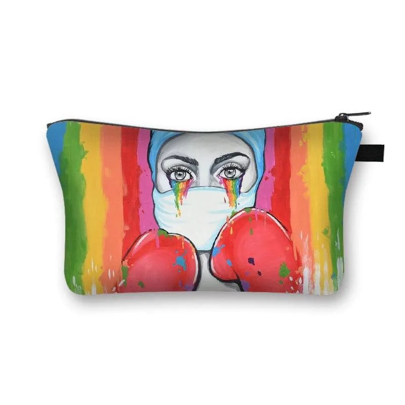 Nurse Electrocardiogram Printing Lady Cosmetic Bag Pills Nurse Girl Storage Bag Fashion Cosmetic Case