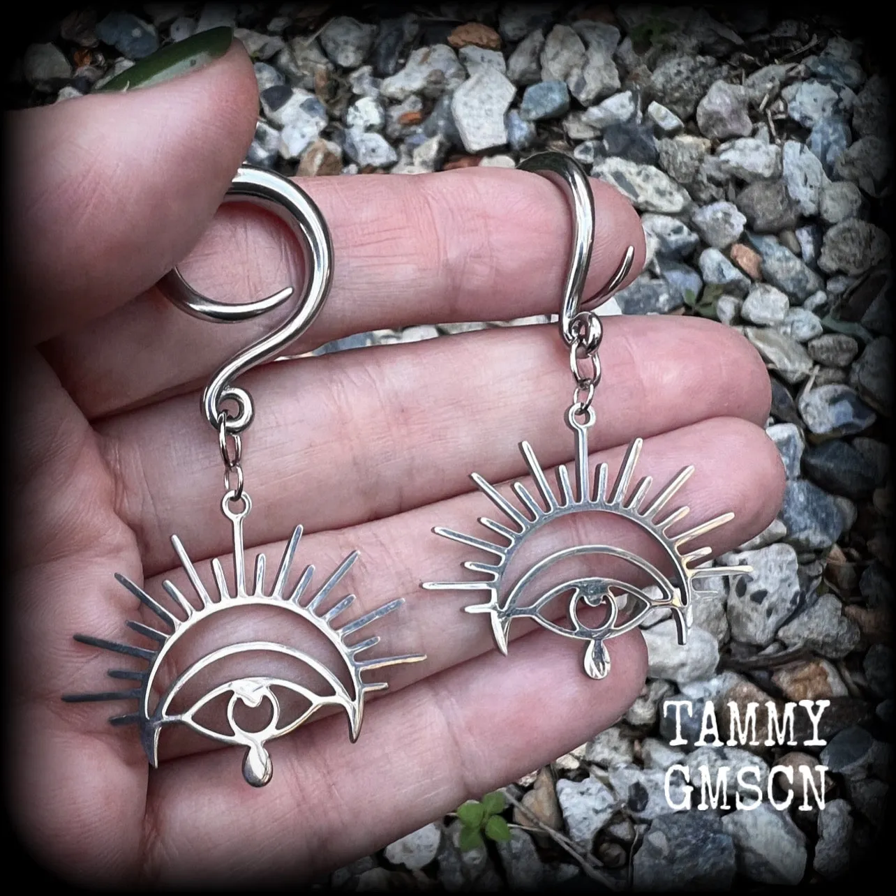 Oculus gauged earrings-All seeing eye ear hangers