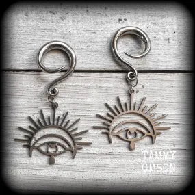 Oculus gauged earrings-All seeing eye ear hangers