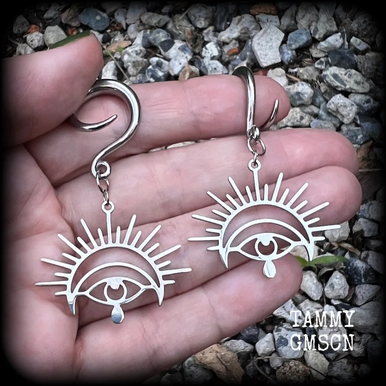 Oculus gauged earrings-All seeing eye ear hangers