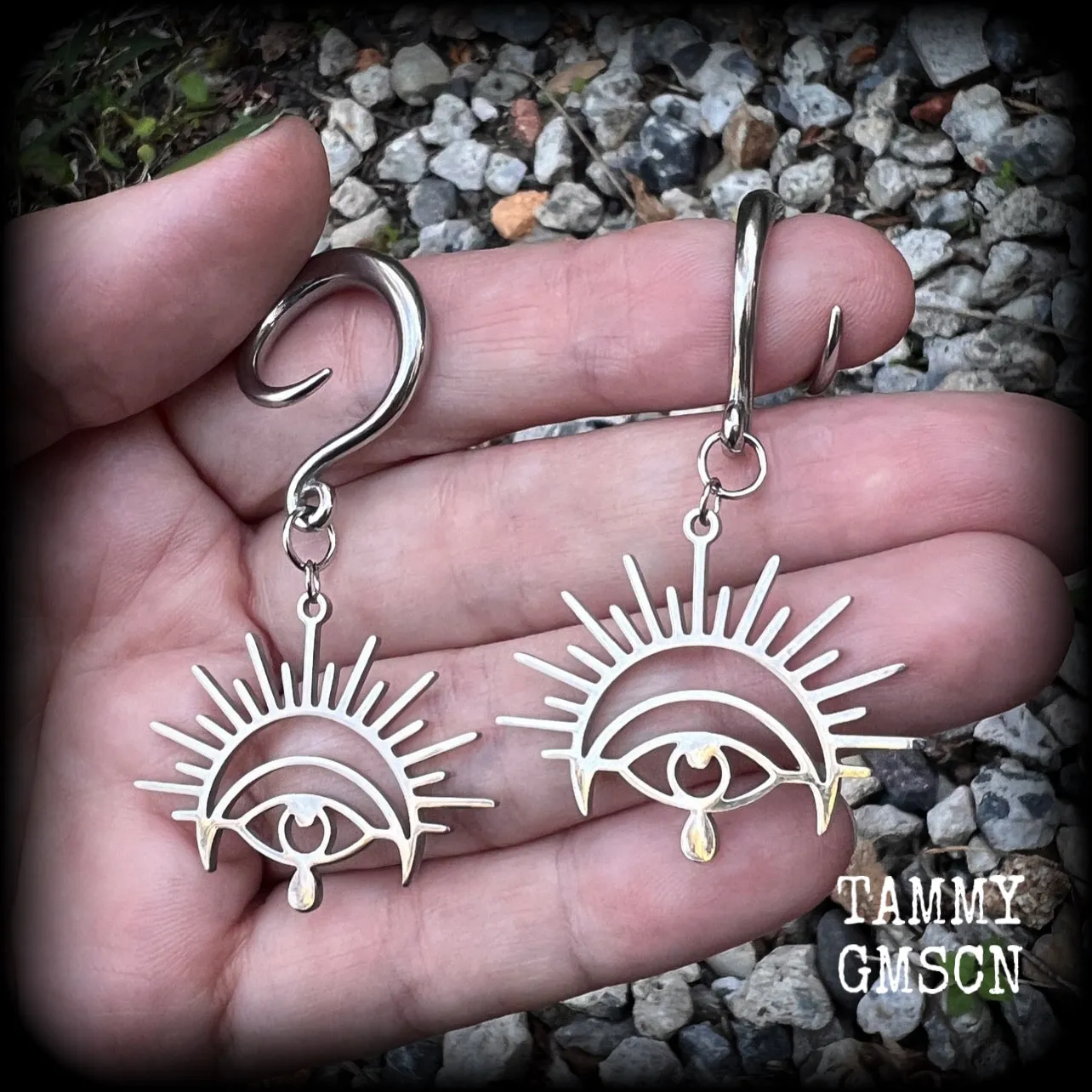 Oculus gauged earrings-All seeing eye ear hangers