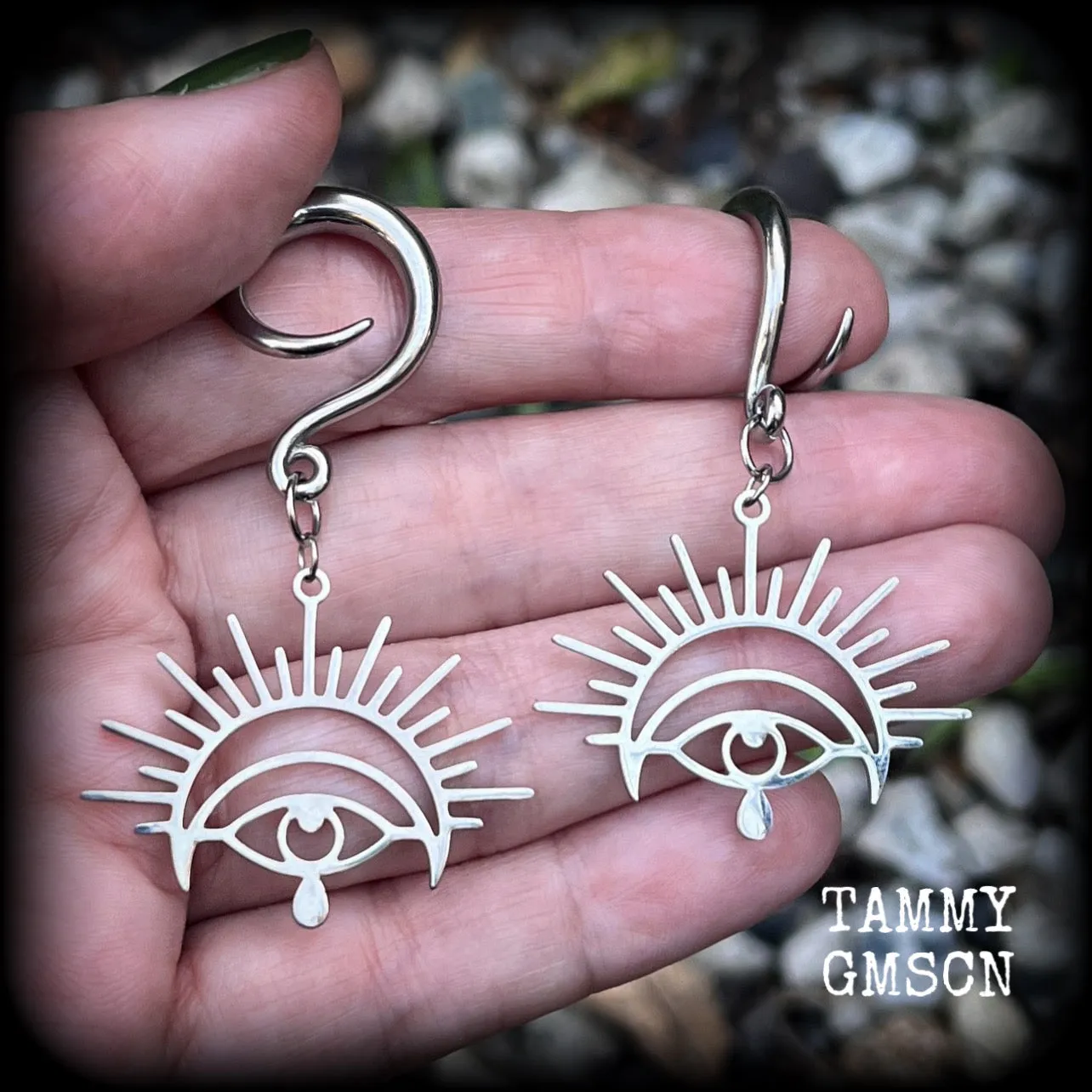 Oculus gauged earrings-All seeing eye ear hangers
