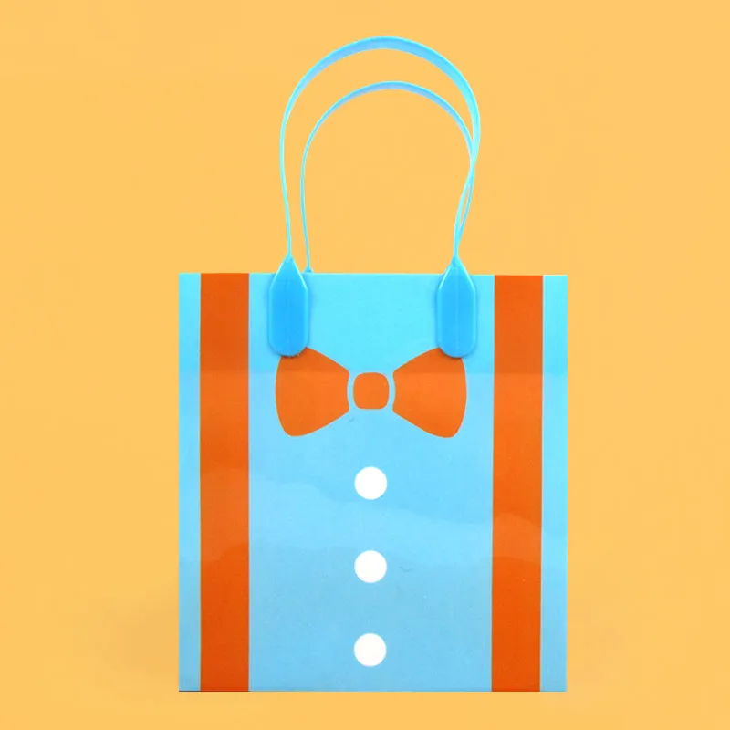 Orange Bow Tie Suspenders Party Favor Bags Treat Bags - Set of 6 or 12