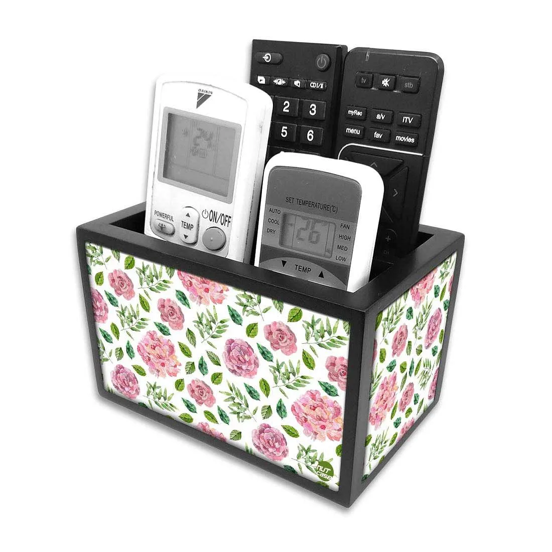 Organizer For TV AC Remotes -Cute Pink Flowers