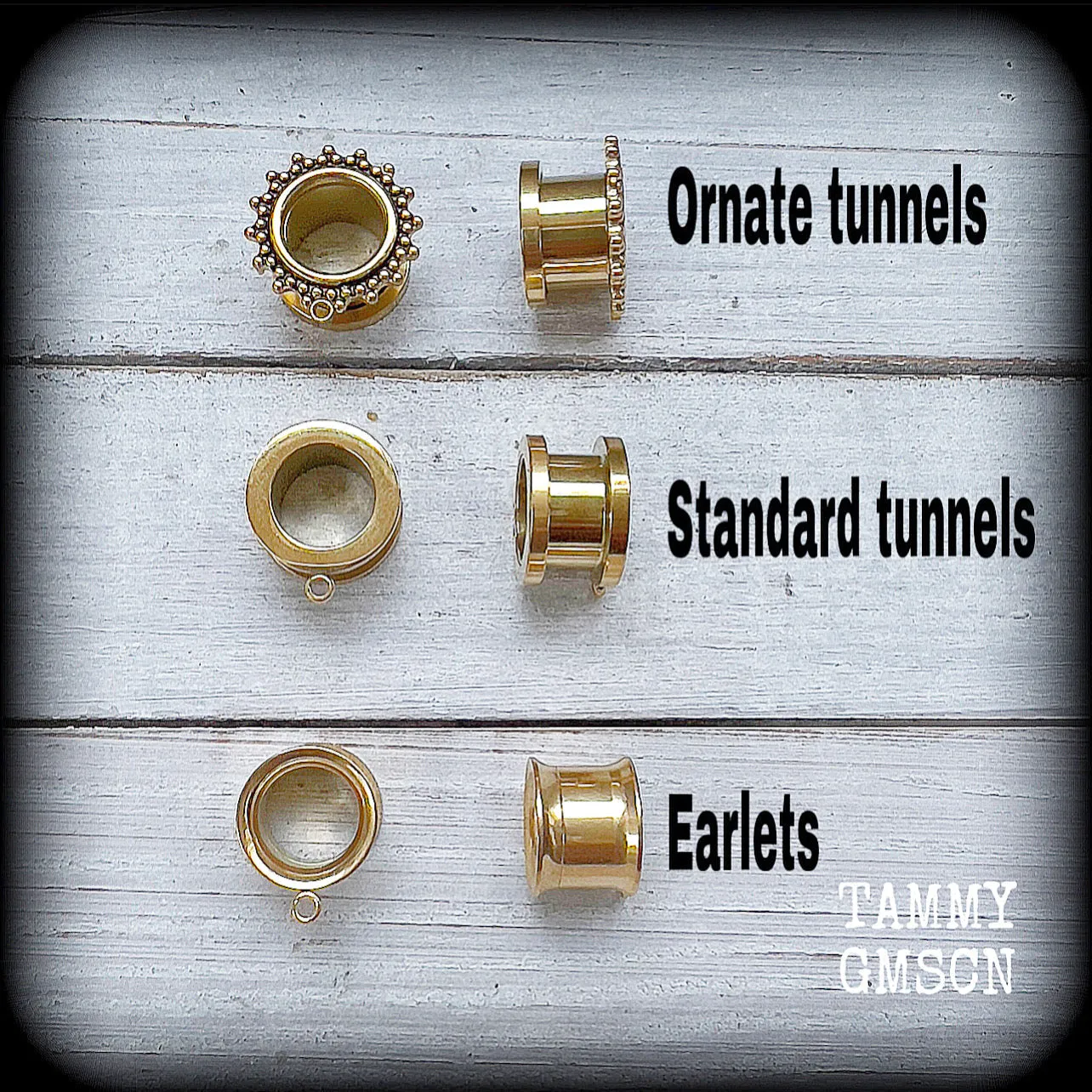 Ornate gold pentagram tunnels-Boho tunnels
