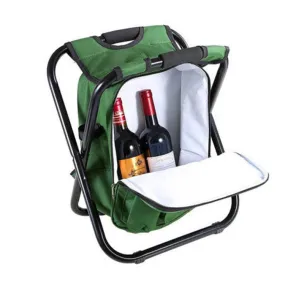 Outdoor Portable Folding Camping Chair Light Fishing Beach Chair Stainless Steel Pipe Folding Chair with Ice Bag(Camouflage)