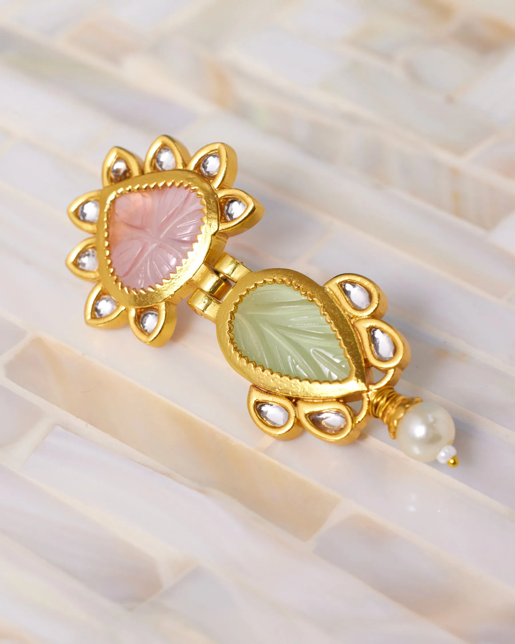 Parker Earrings in Mint Green and Pink