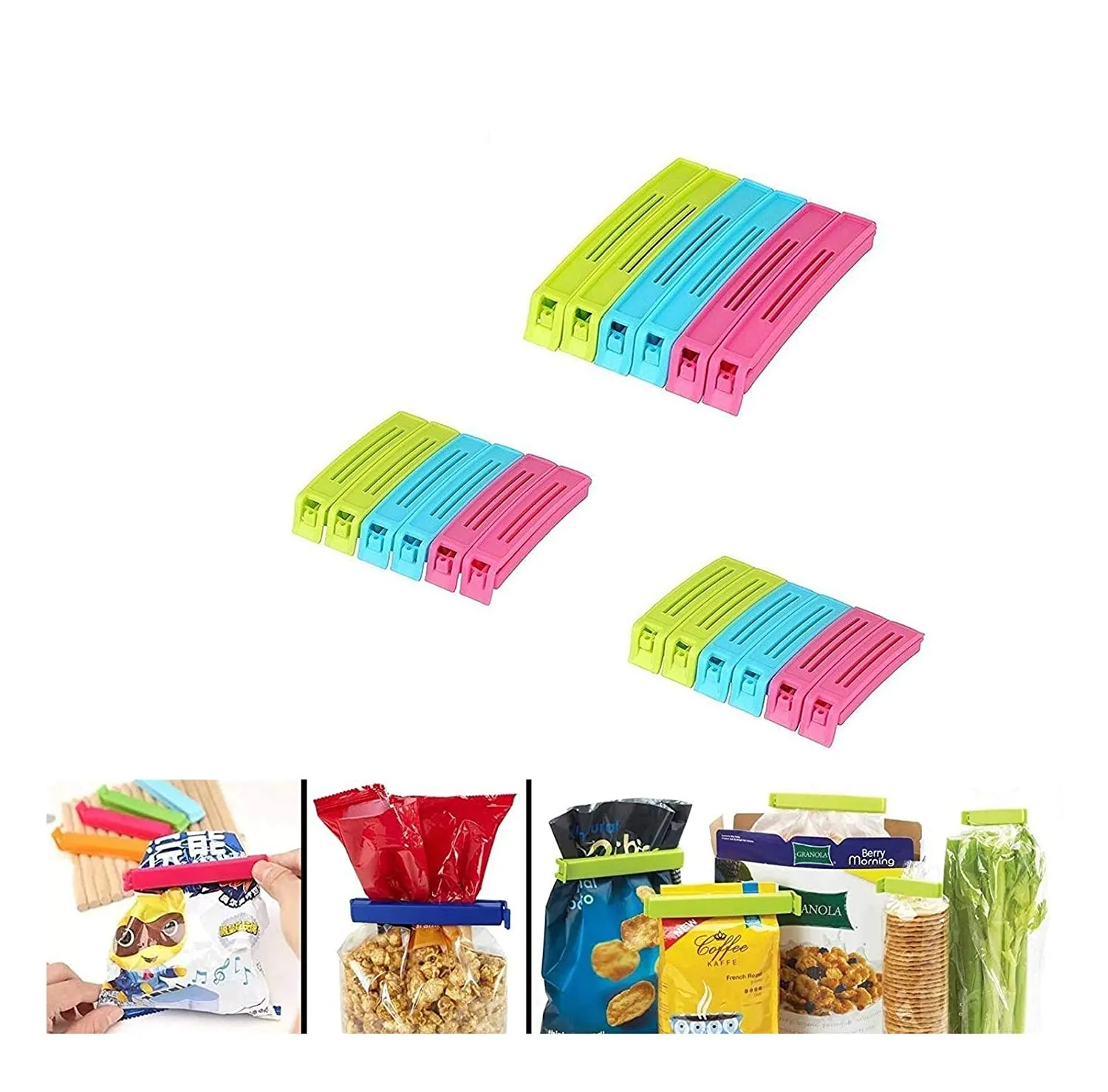 Plastic Food Snack Bag Pouch Clip Sealer for Keeping Food Fresh for Home Kitchen Camping Snack Seal Sealing Bag Clips (Multi Color) | Pouch Clip Sealer - Set of 18 pcs