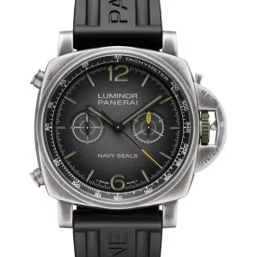 Pre-owned Panerai Luminor Chrono Navy SEALs PAM01409 Green Watch 44mm