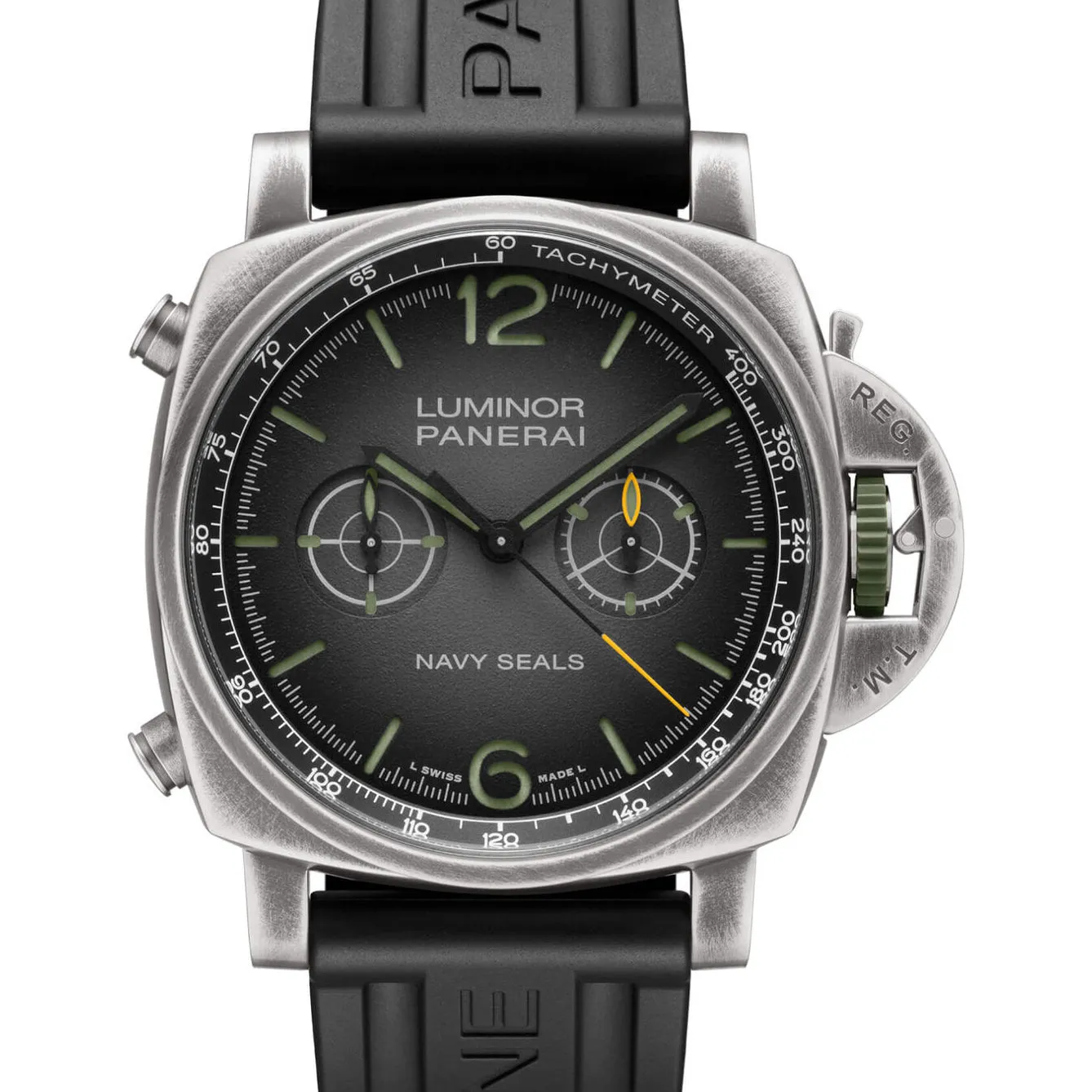 Pre-owned Panerai Luminor Chrono Navy SEALs PAM01409 Green Watch 44mm