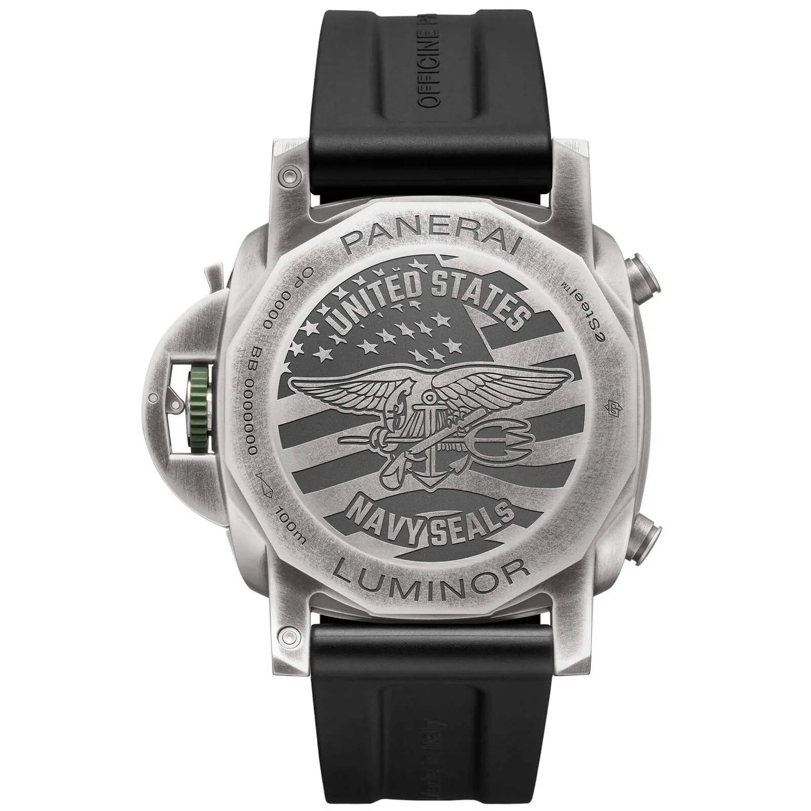 Pre-owned Panerai Luminor Chrono Navy SEALs PAM01409 Green Watch 44mm