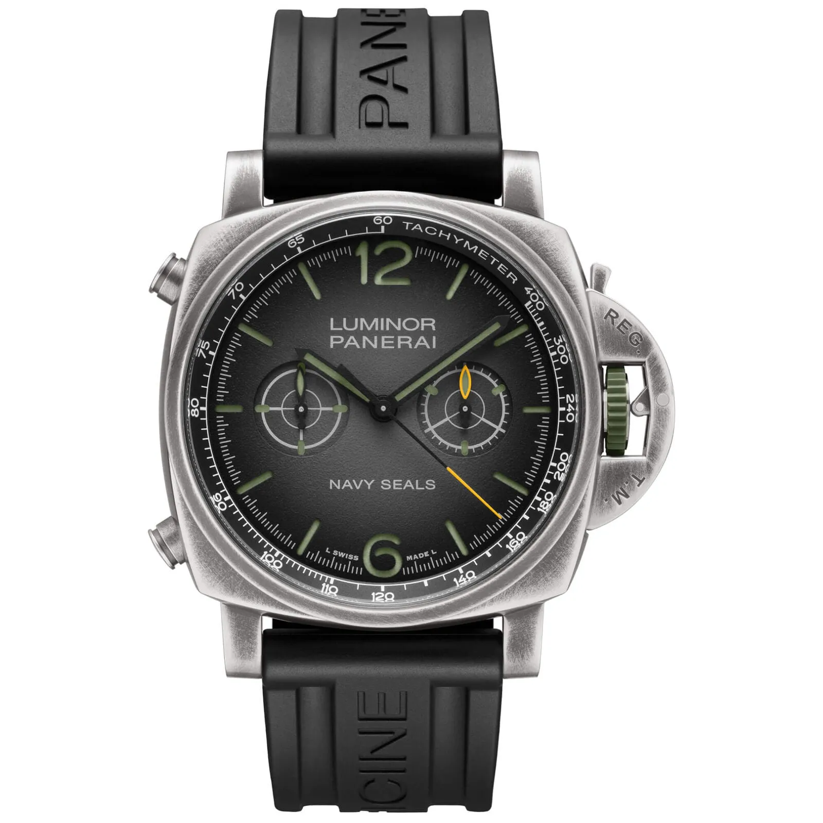 Pre-owned Panerai Luminor Chrono Navy SEALs PAM01409 Green Watch 44mm