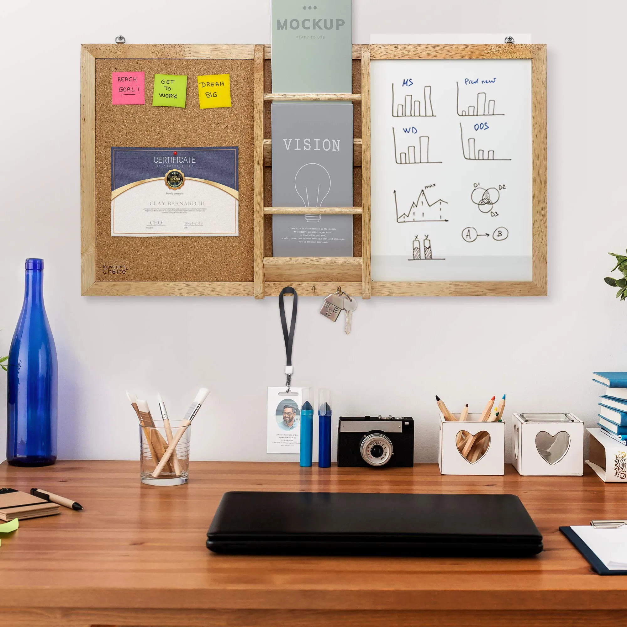 Prosumer'S Choice Combination Magnetic Whiteboard & Corkboard, Combo Dry Erase White