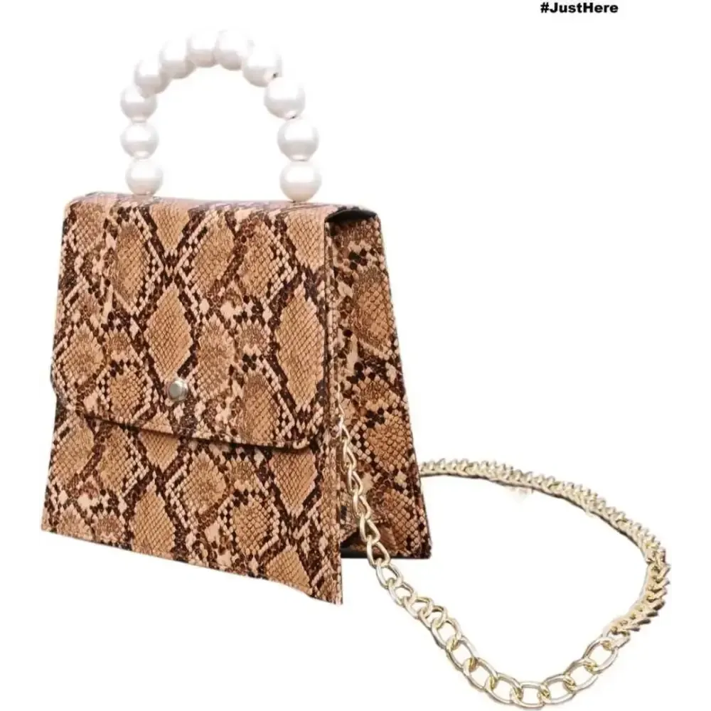 Python Skin Handbag For Girl's & Women (Brown)