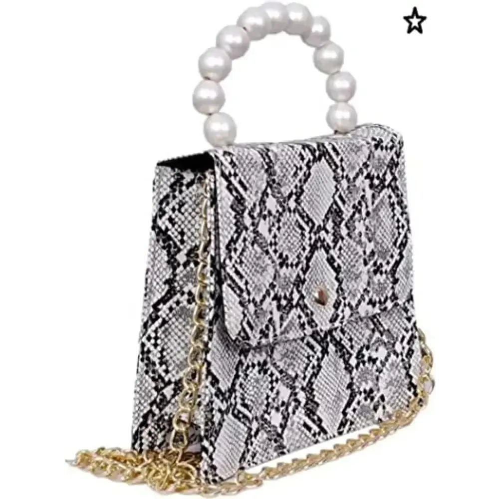 Python Skin Handbag For Girl's & Women (White)