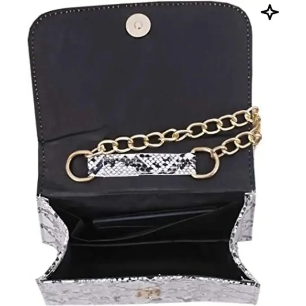 Python Skin Handbag For Girl's & Women (White)