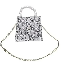 Python Skin Handbag For Girl's & Women (White)