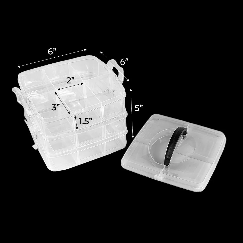 Qoolish 3-Layer Portable Jewelry Organizer Box - Transparent with Dividers