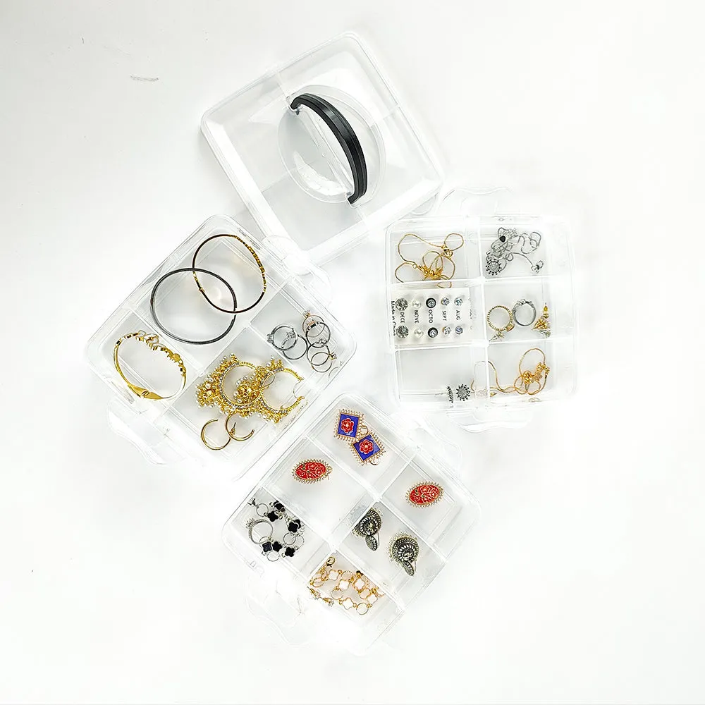 Qoolish 3-Layer Portable Jewelry Organizer Box - Transparent with Dividers
