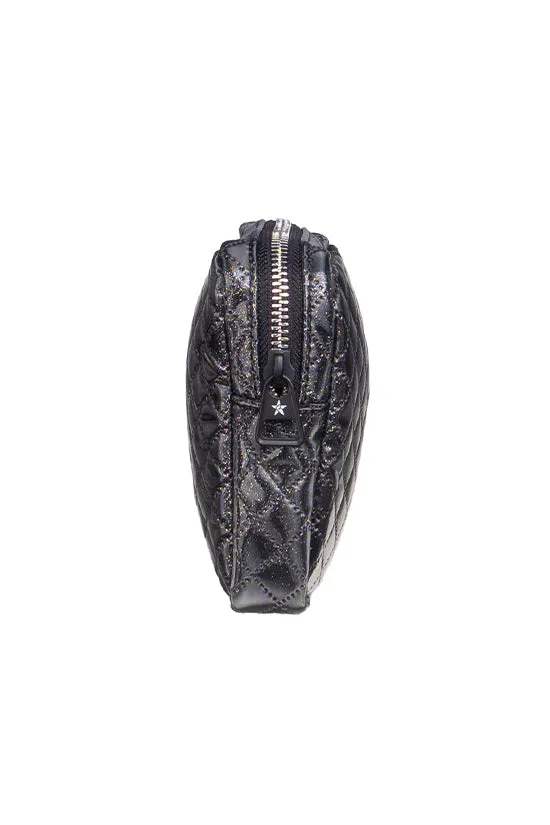Quilted Sparkle Rebel Square Clutch with Black Zipper