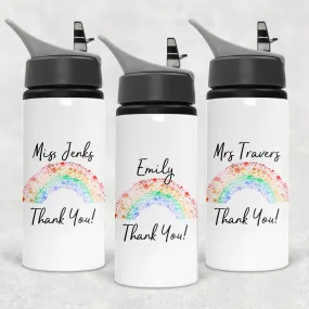 Rainbow Thank You Personalised Aluminium Straw Water Bottle 650ml