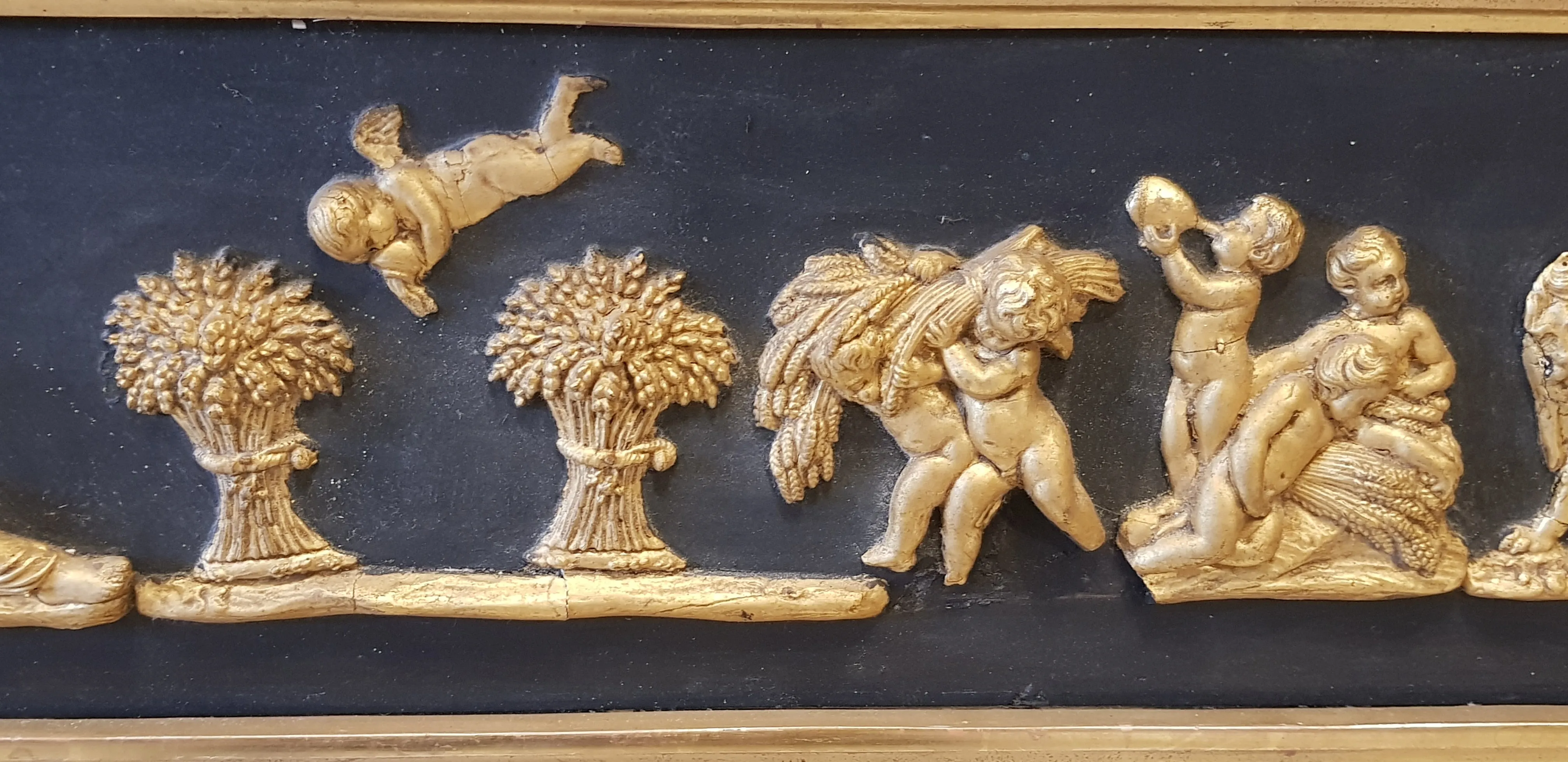 Rare Late Regency Triple Glazed Over Mantle Mirror With Egyptian Caryatid Grecian Scene Antique circa 1830's
