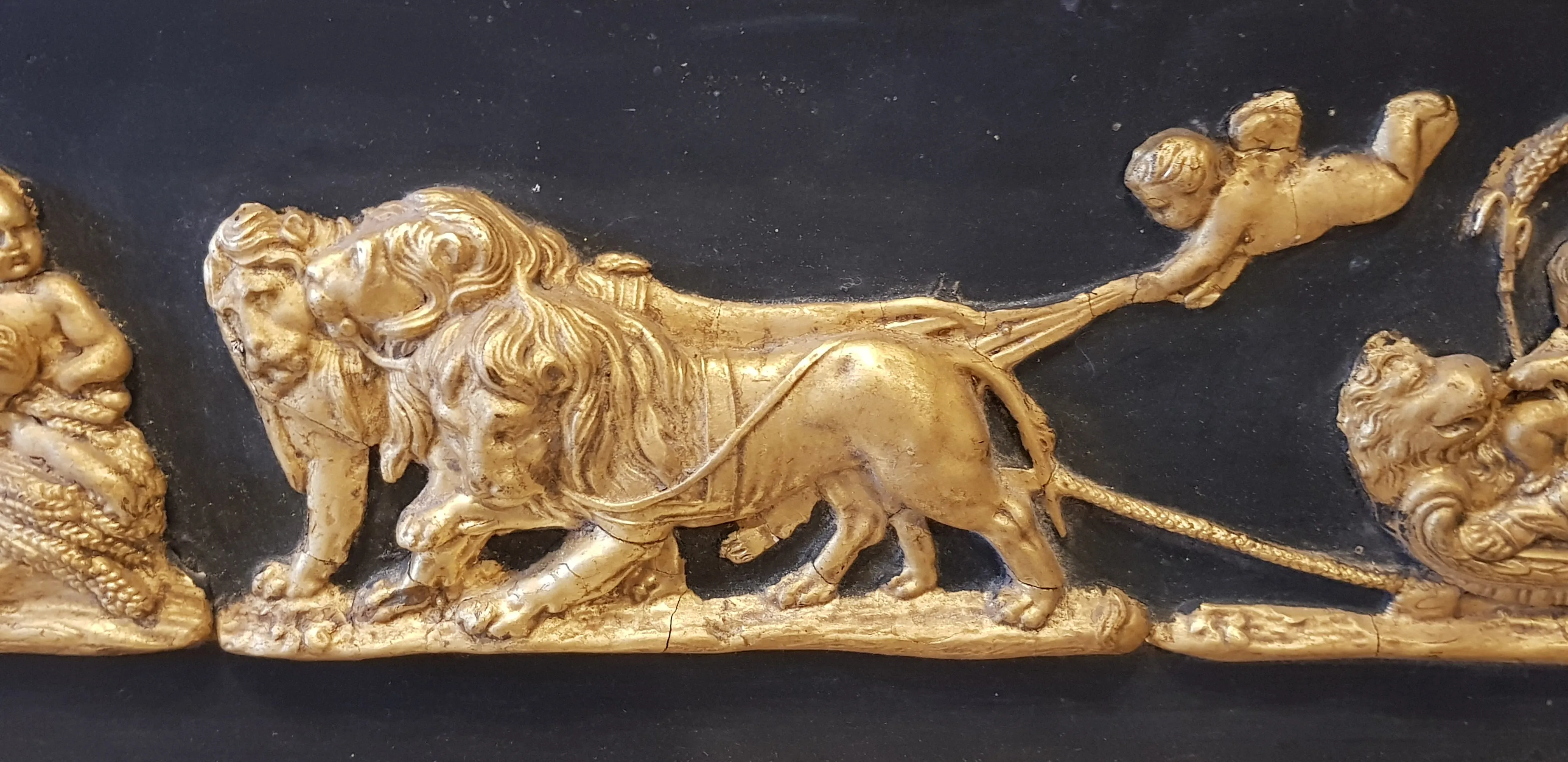 Rare Late Regency Triple Glazed Over Mantle Mirror With Egyptian Caryatid Grecian Scene Antique circa 1830's