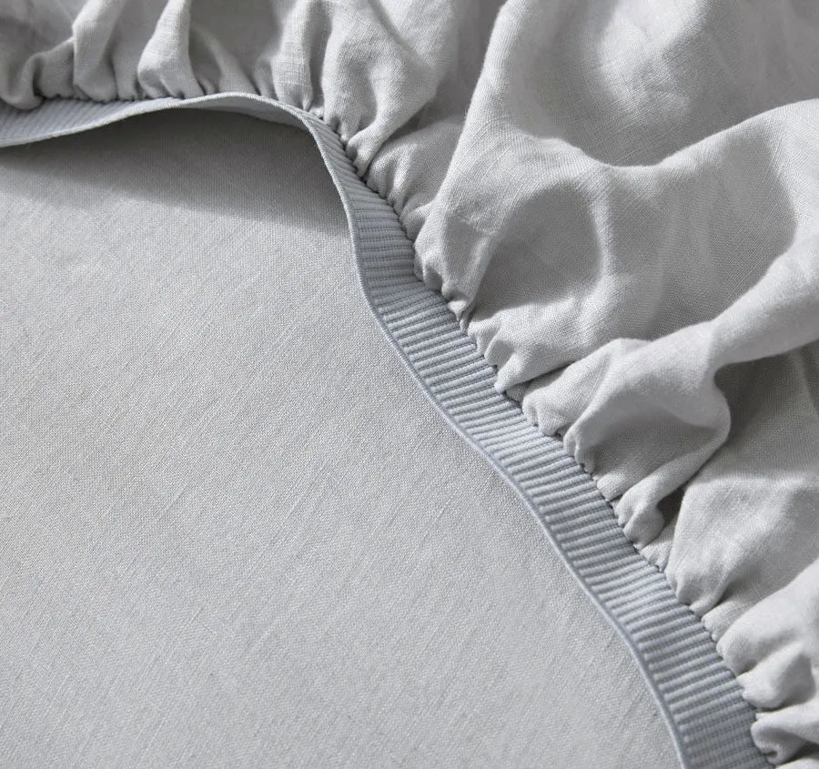 Ravello Linen Fitted or Flat Sheet Range Silver