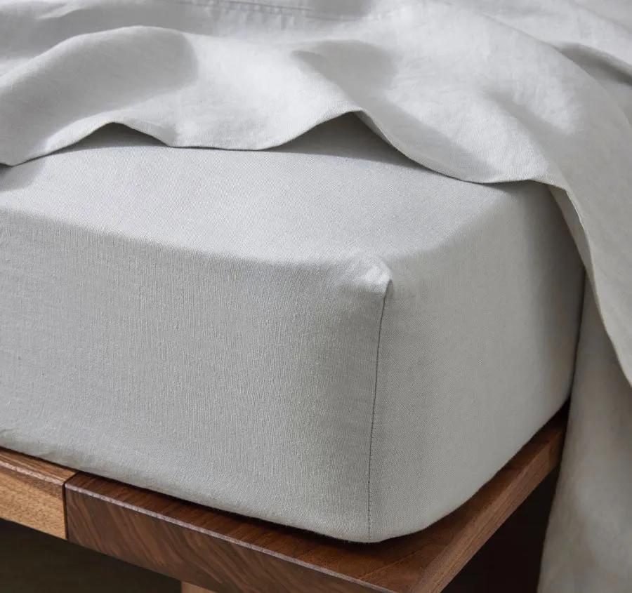 Ravello Linen Fitted or Flat Sheet Range Silver