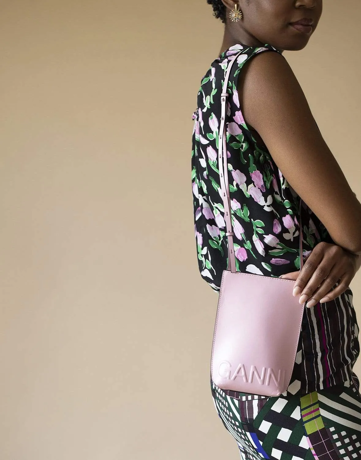 Recycled Leather Pink Crossbody Mini Bag