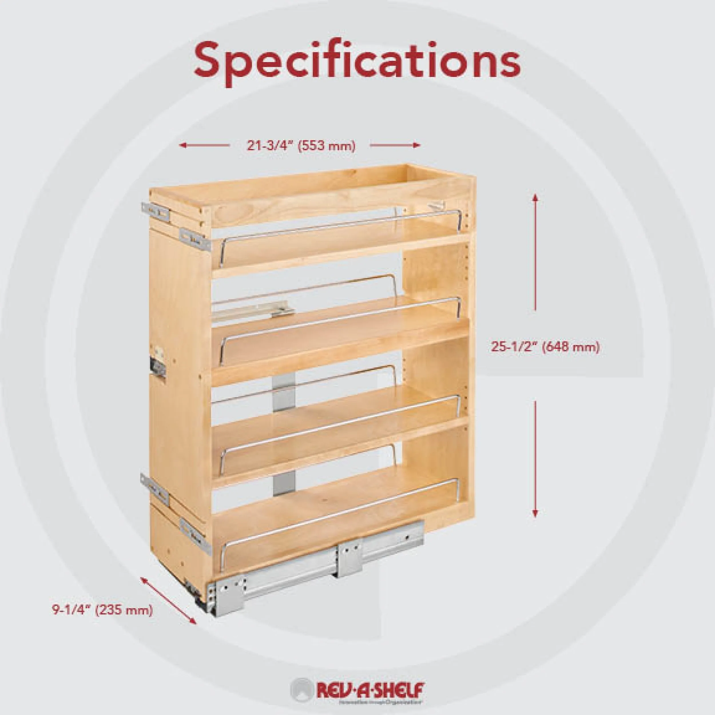 Rev-A-Shelf 8" Face Frame Side Mount Base Organizer 449-BCSC-8C