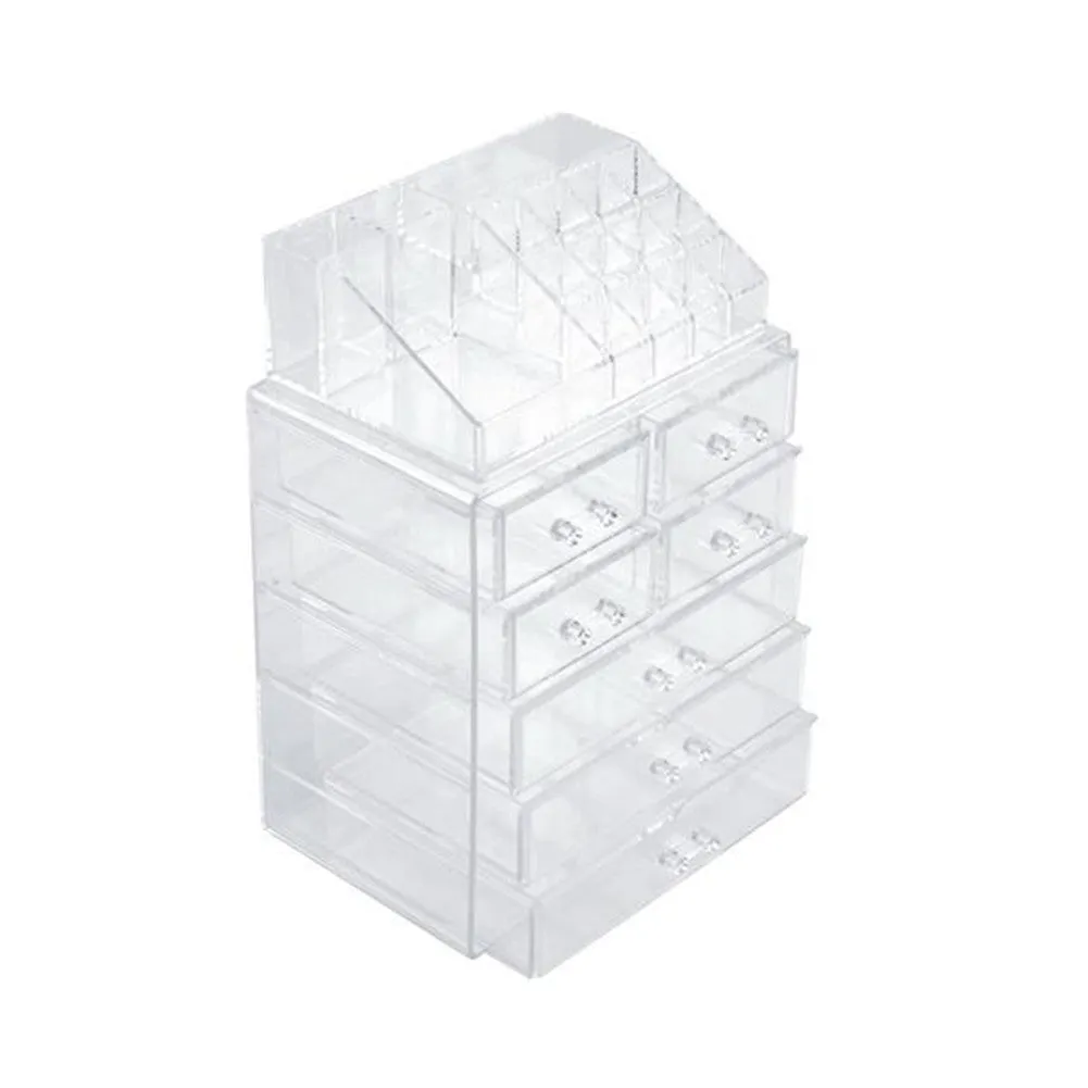 RONSHIN 2pcs Makeup Organizer Cosmetic Storage Drawers Acrylic Makeup Holders Transparent