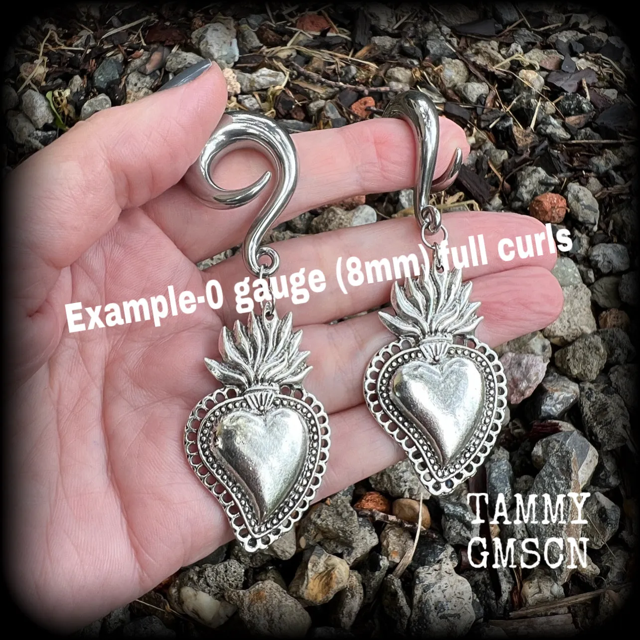 Sacred heart gauged earrings-Corazon ear weights