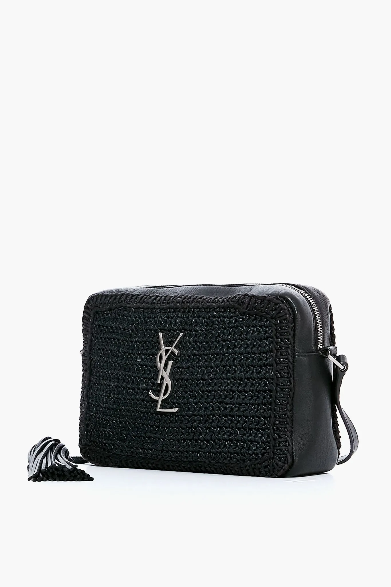 Saint Laurent Black Raffia Camera Bag