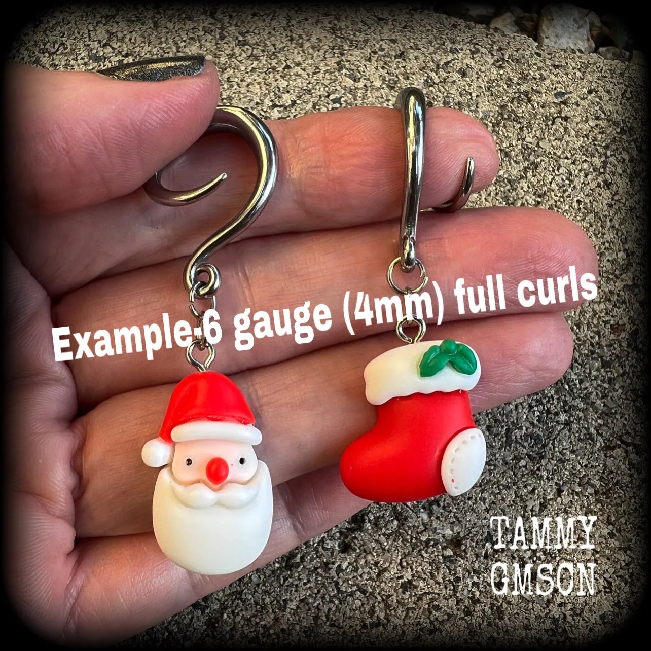 Santa Claus earrings-Christmas gauged earrings
