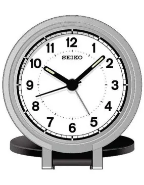 Seiko Travel Alarm Clock - Black Metallic Case - Luminous Hands - Auto Alarm