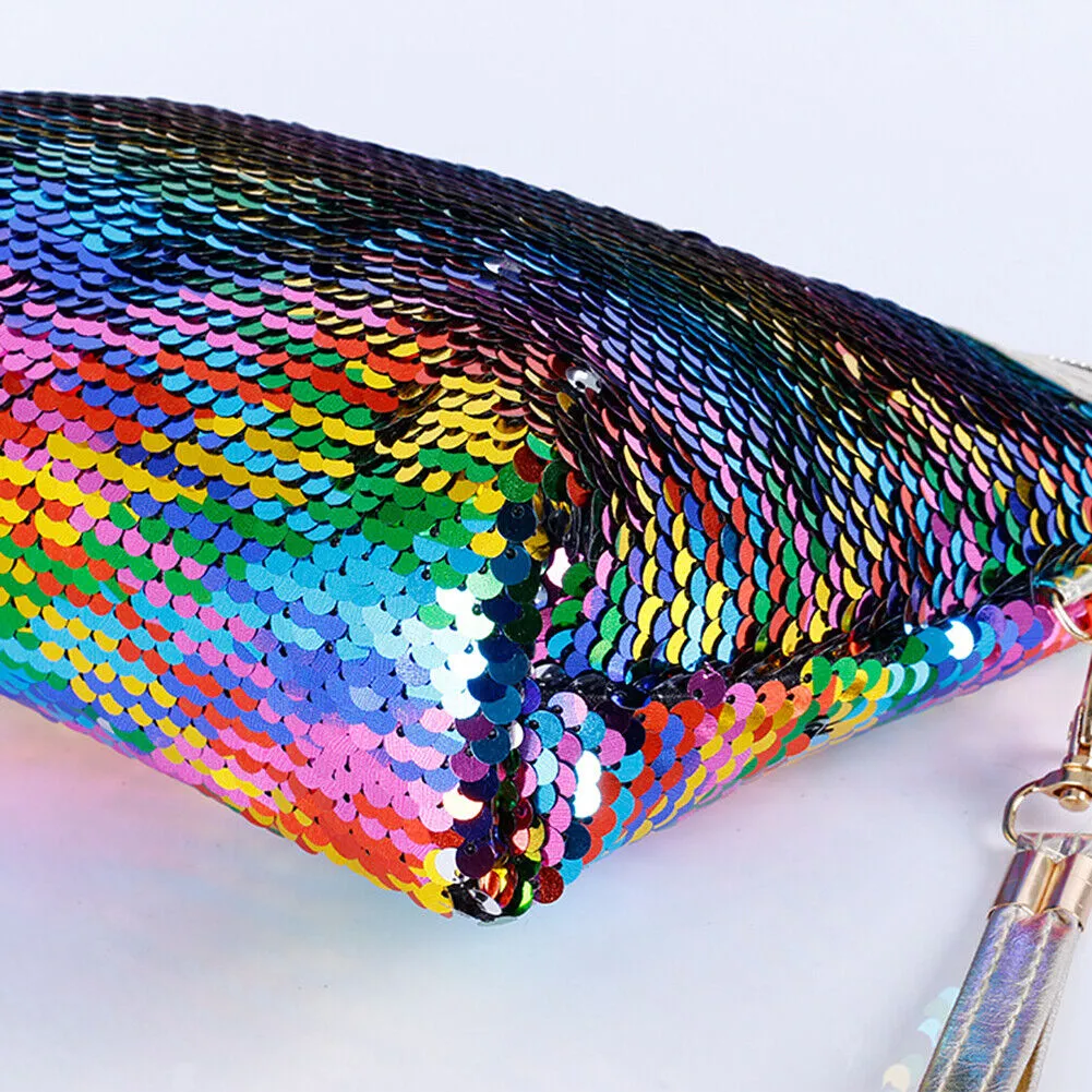 Sequins Fish Scale Cosmetic Bag Zipper Travel Makeup Storage Tool Organizer Case