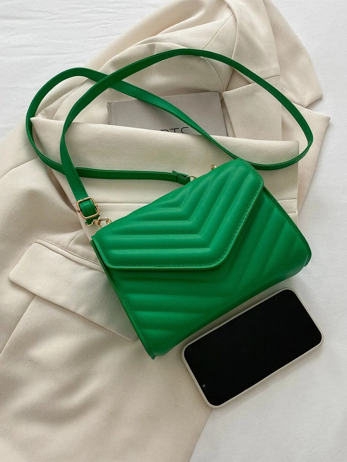 SHEIN Mini Chevron Quilted Flap Square Bag