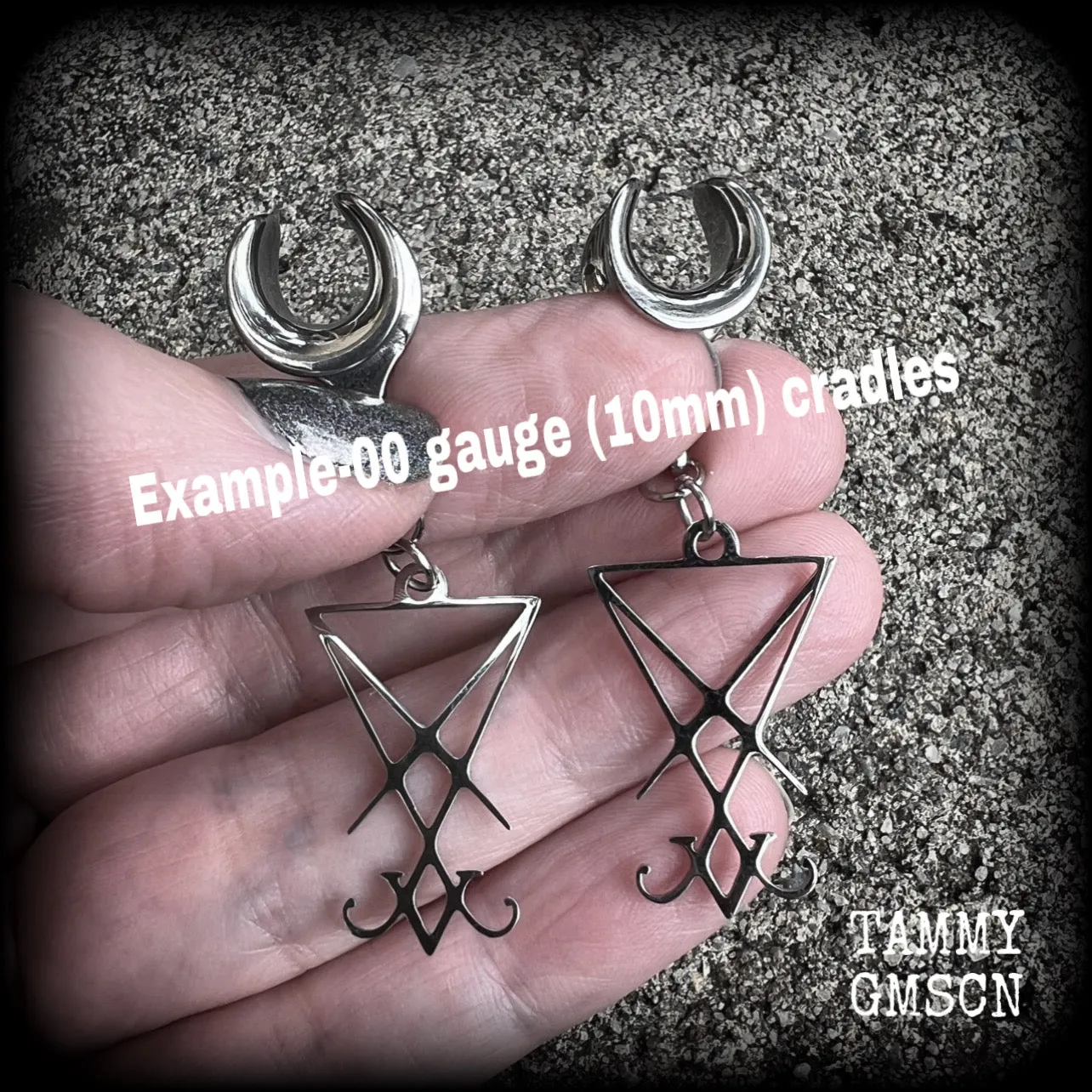 Sigil of Lucifer gauged earrings-Occult body jewelry