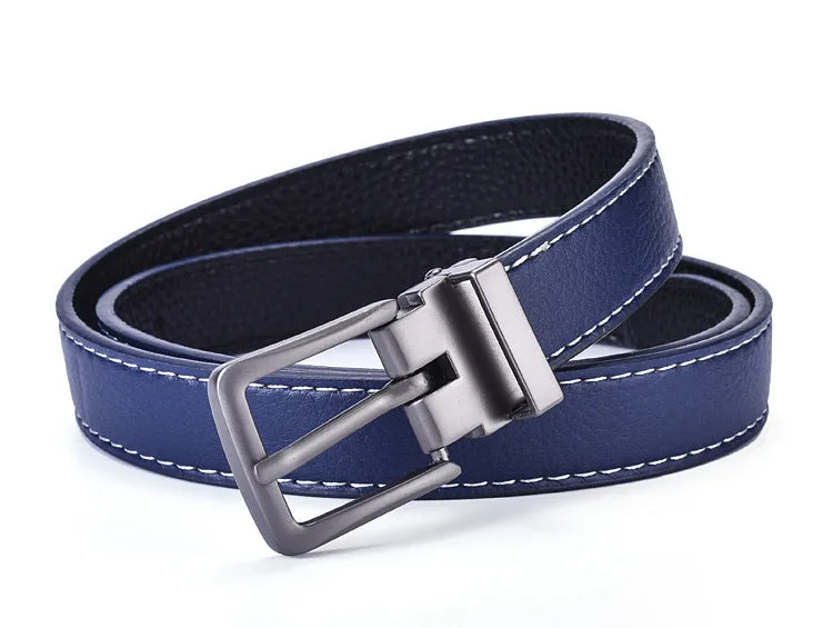 Simple Black Thin Belt Korean Retro Pin Buckle Jeans Strap Student