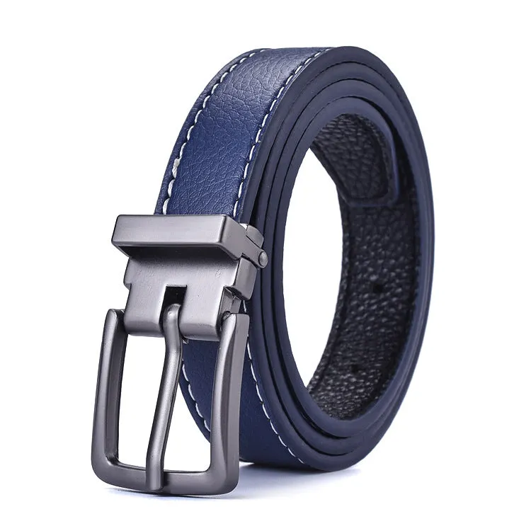 Simple Black Thin Belt Korean Retro Pin Buckle Jeans Strap Student