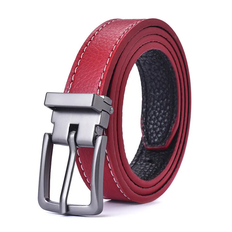 Simple Black Thin Belt Korean Retro Pin Buckle Jeans Strap Student