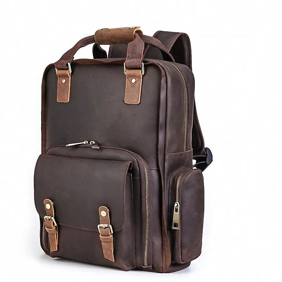 Simple Tripod Holder  Large Leather Backpack Camera Bag