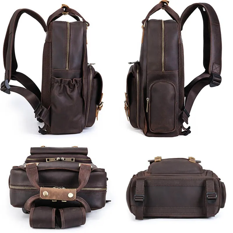 Simple Tripod Holder  Large Leather Backpack Camera Bag